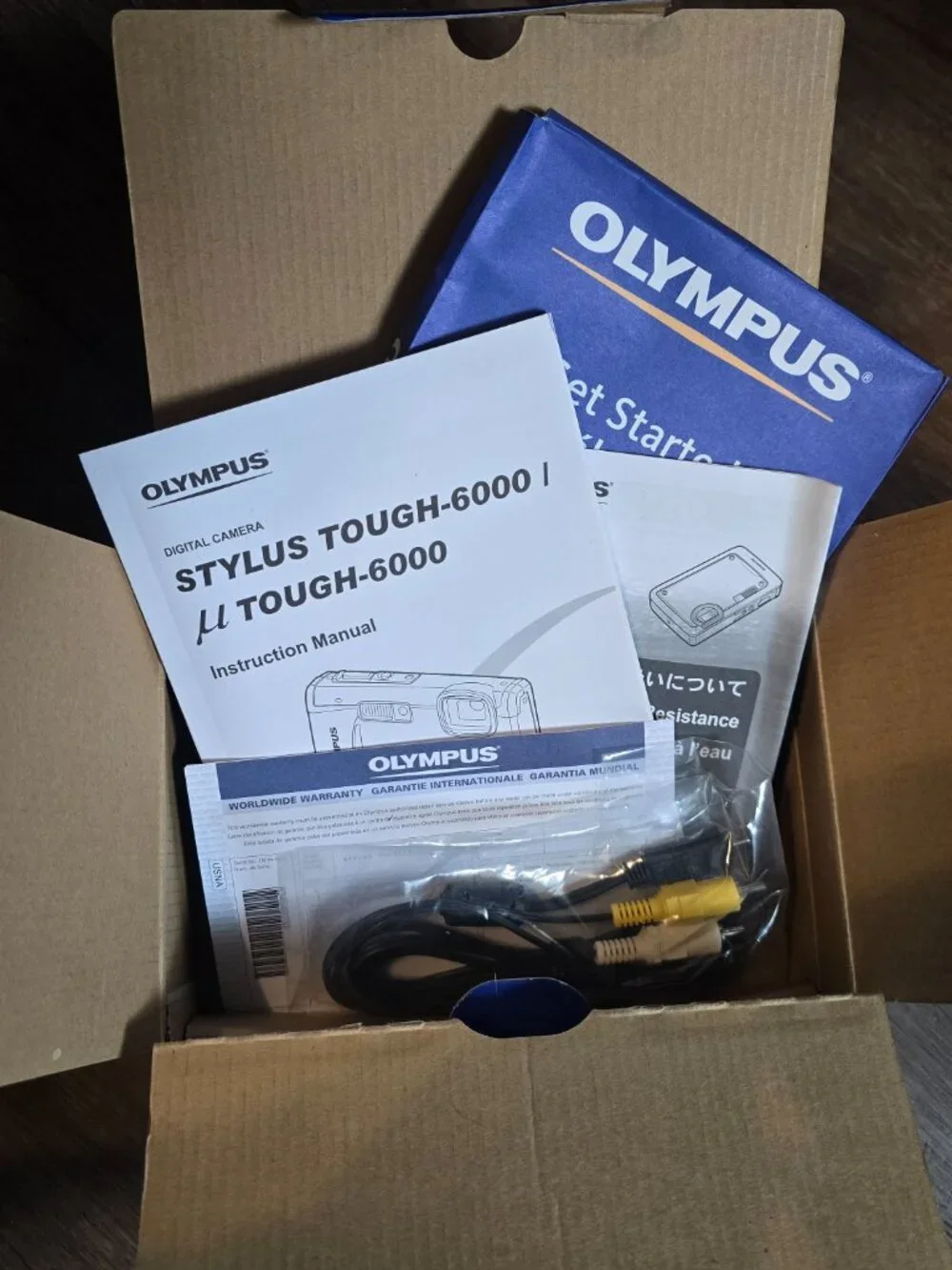 Olympus Stylus Tough 6000 Box Manuals Cable Kit Only NO CAMERA Replacement Packa
